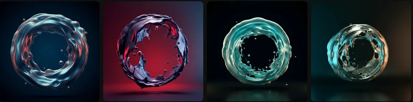 Prompt: Liquid 3D logo, circle shape, colored background