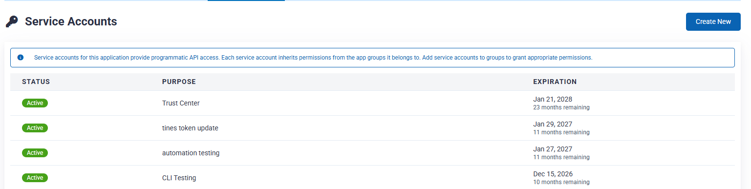 Service accounts configuration