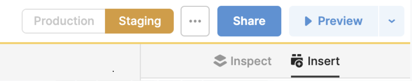 prod-toggle.png Note the orange button and line to indicate the staging environment.