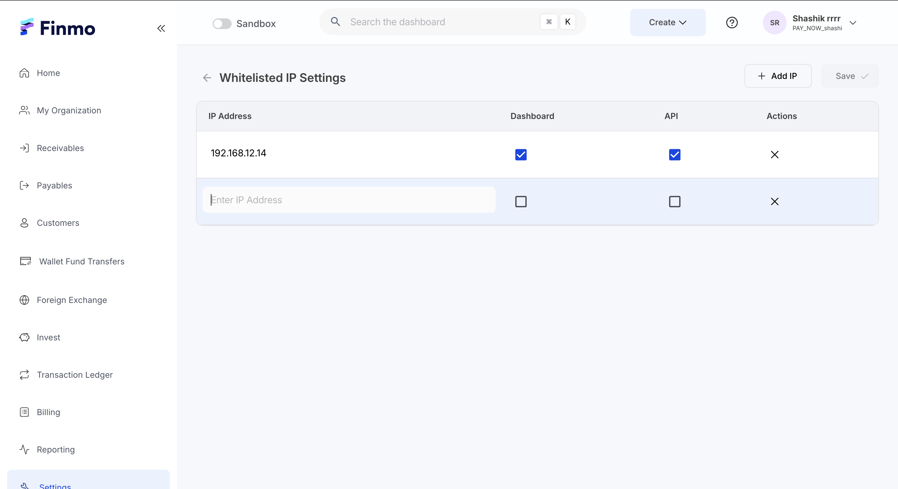 Add the IP Address to enable the Dashboard, API, or both