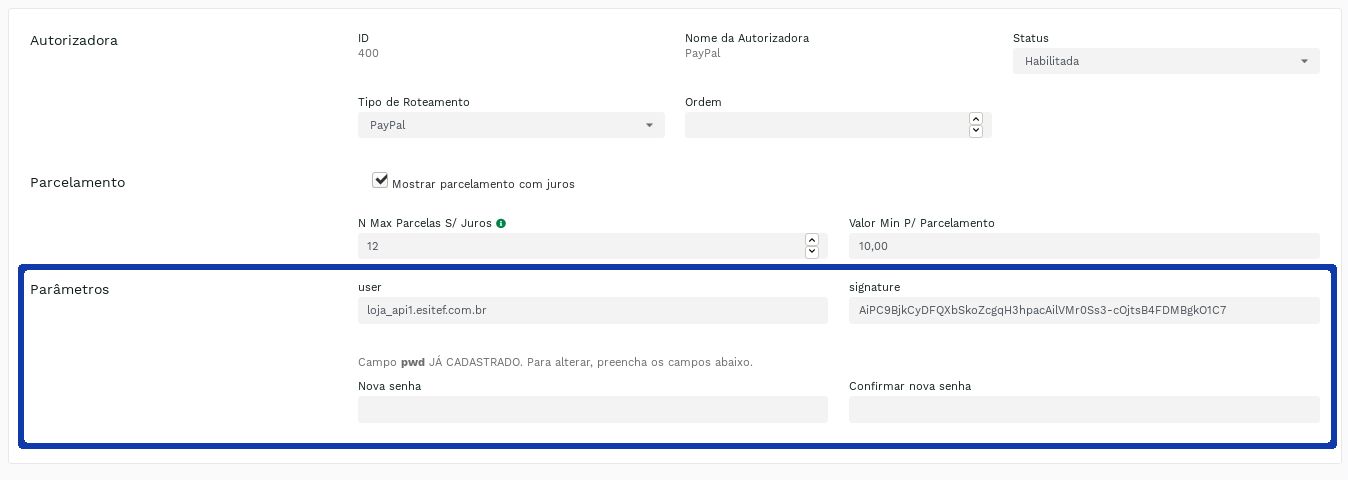 "Authorizer parameters." -no-filter
