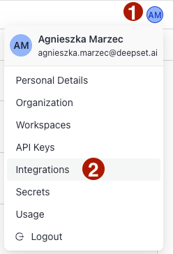 The personal menu expanded with the Connections option underlined.