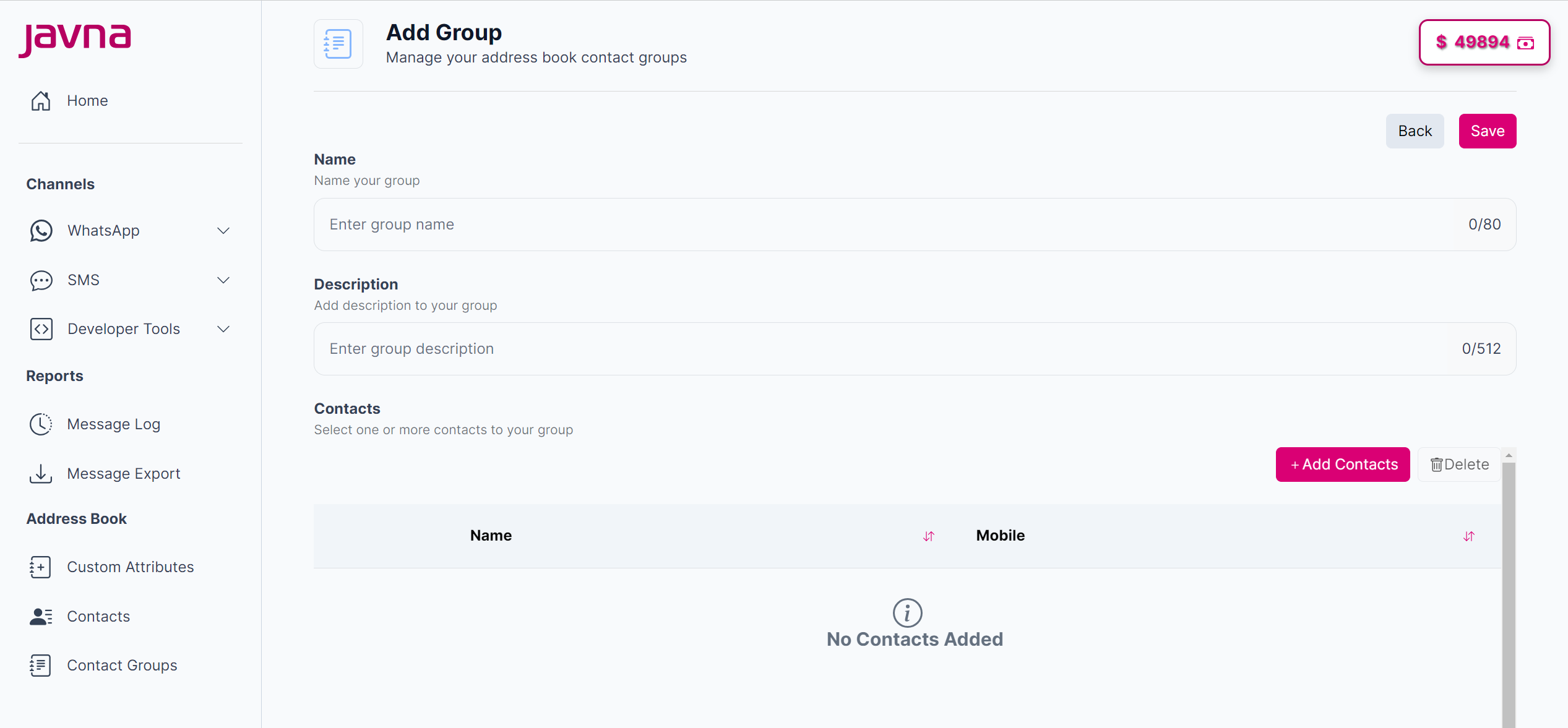 Fig 171: The "Add Group" page.