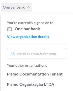 Organization menu