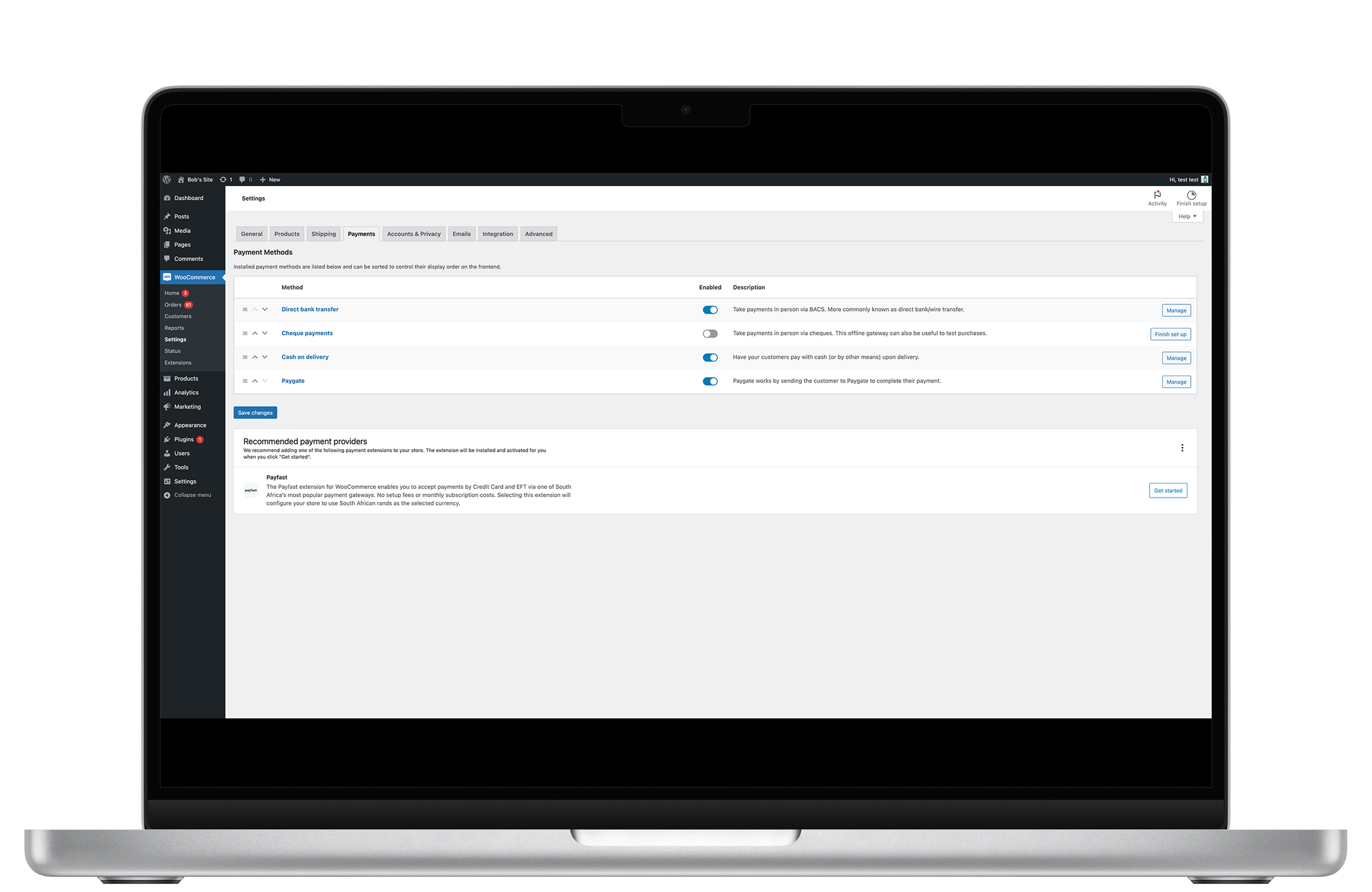 Follow the numbered steps to install the Paygate for WooCommerce plugin.