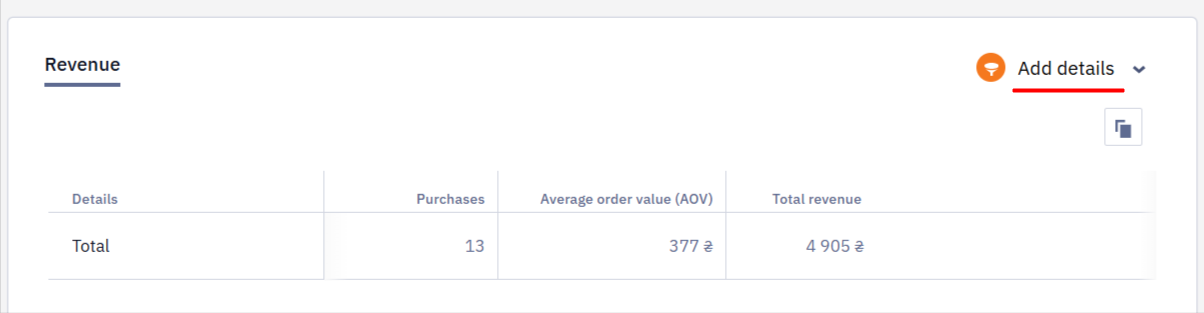 Add details option for filtering detailed statistics tabs