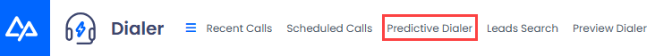Screenshot of Predictive Dialer menu tab