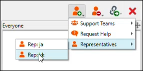 Image of the Invite Representatives menu options.