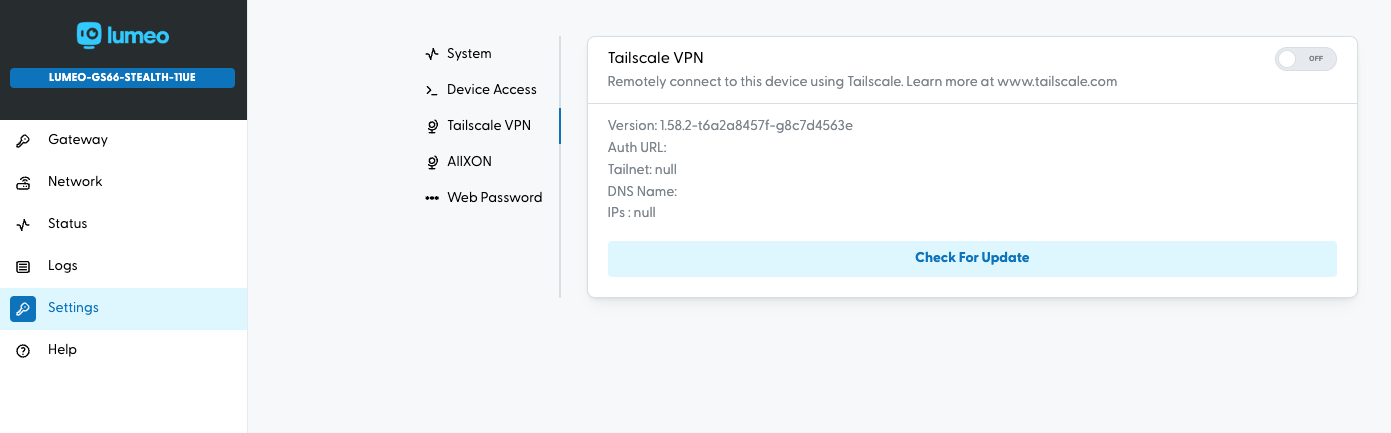 Head to Settings -> Tailscale VPN