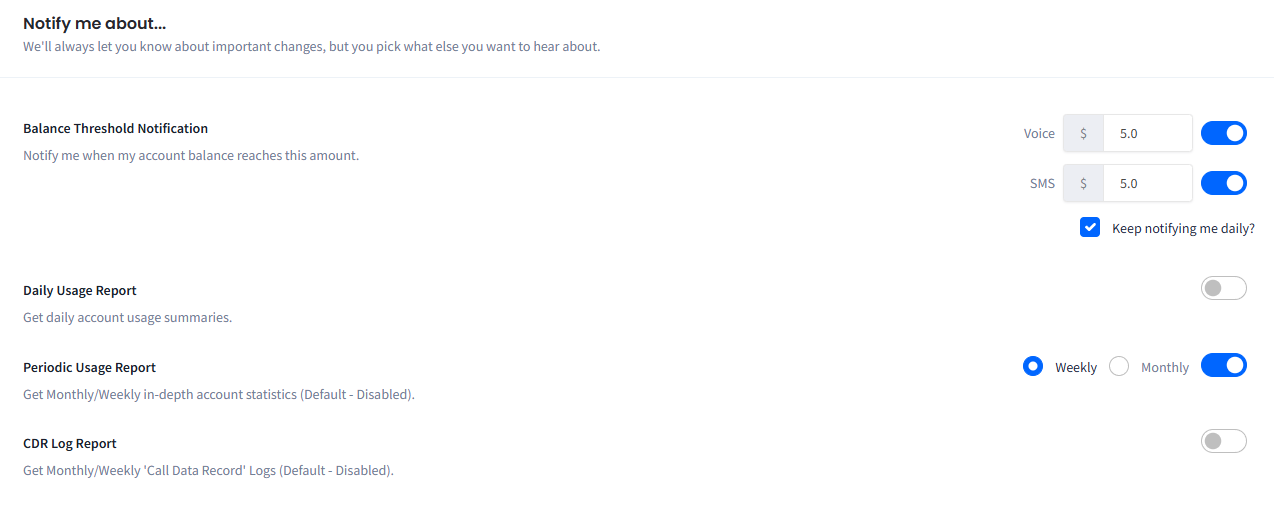Screenshot of the Notifications tab: Notify me about... section