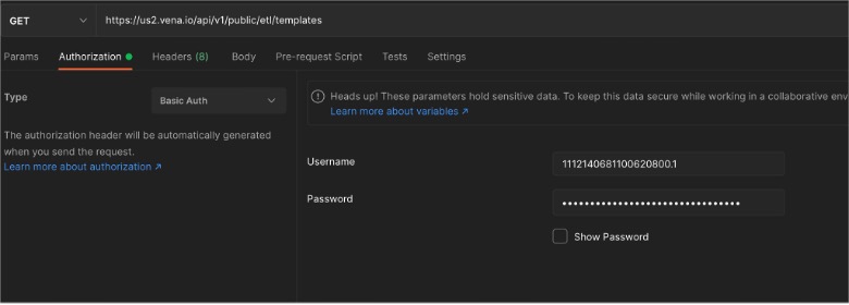 Postman Authorization tab details