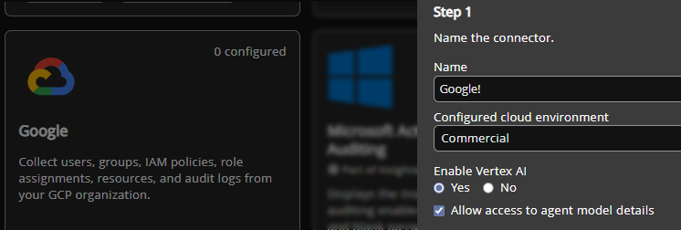 Enable Vertex AI setting for Google connector