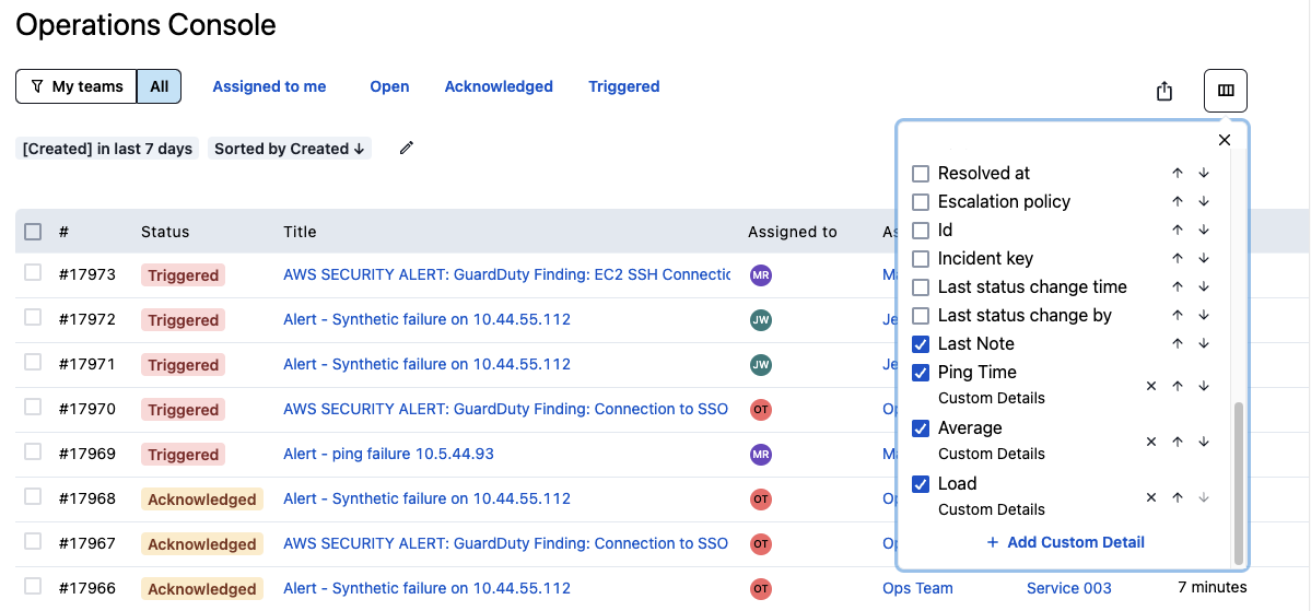 An image detailing columns based on custom details