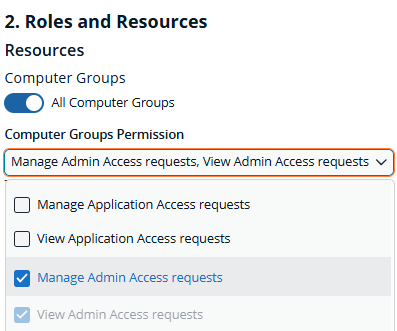 List of permissions for computer groups
