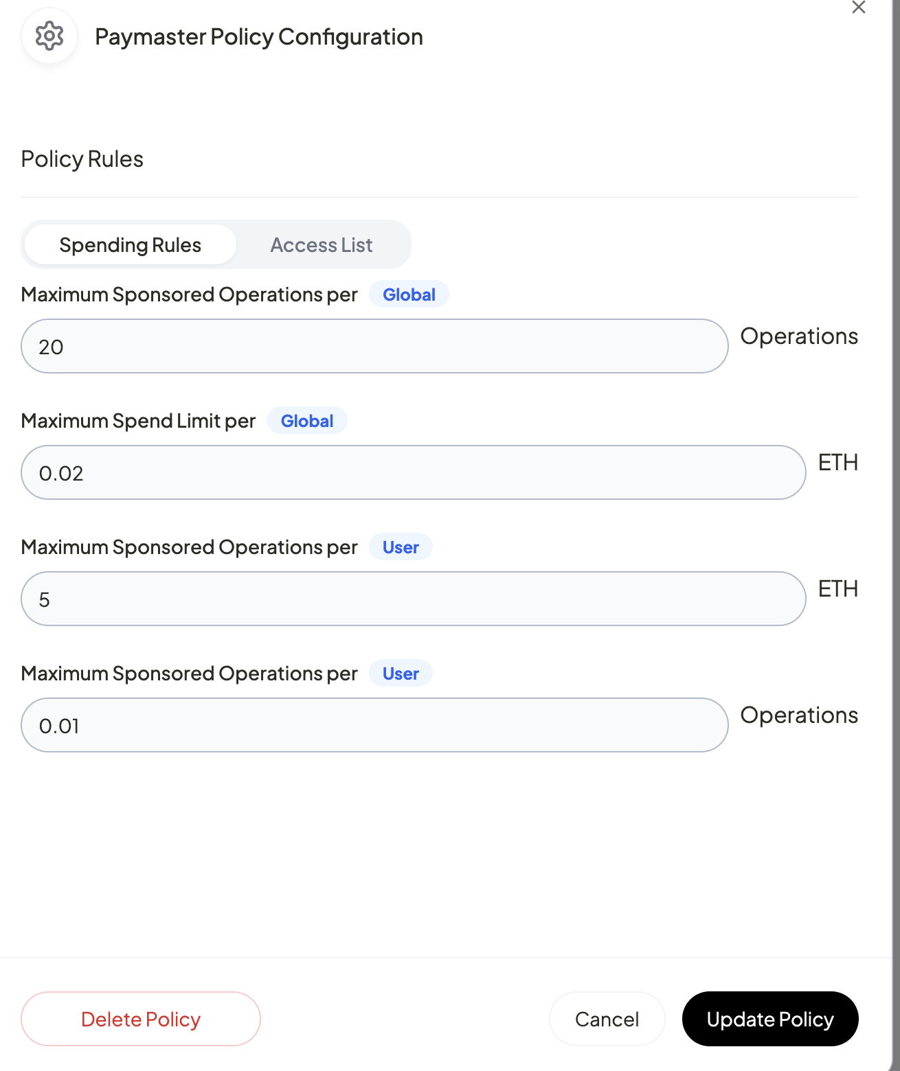Create Policy button
