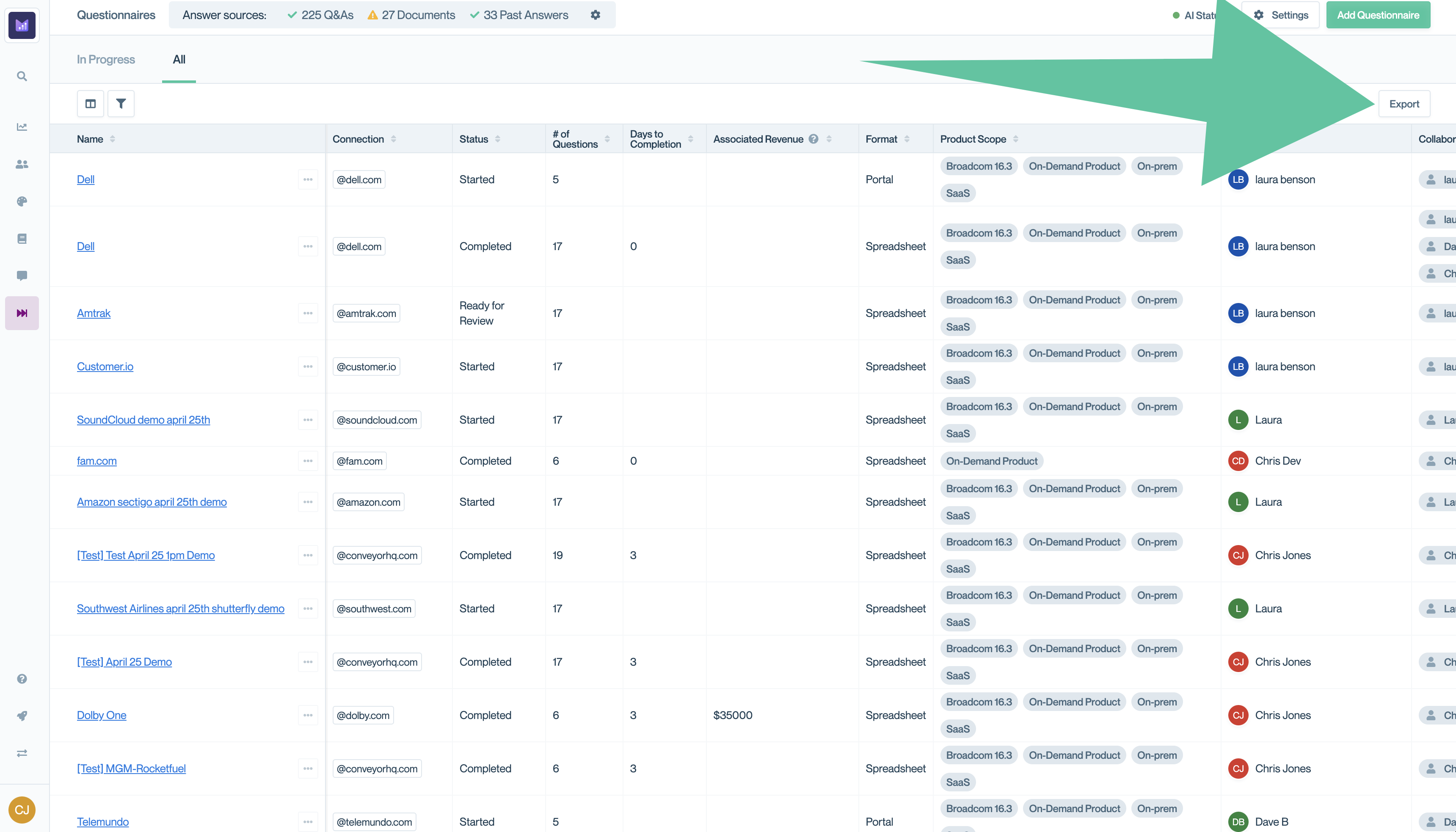 Exporting all your questionnaire metadata.