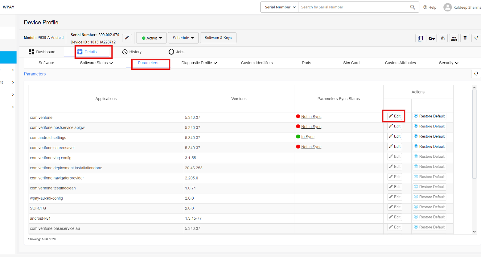 Device Parameters