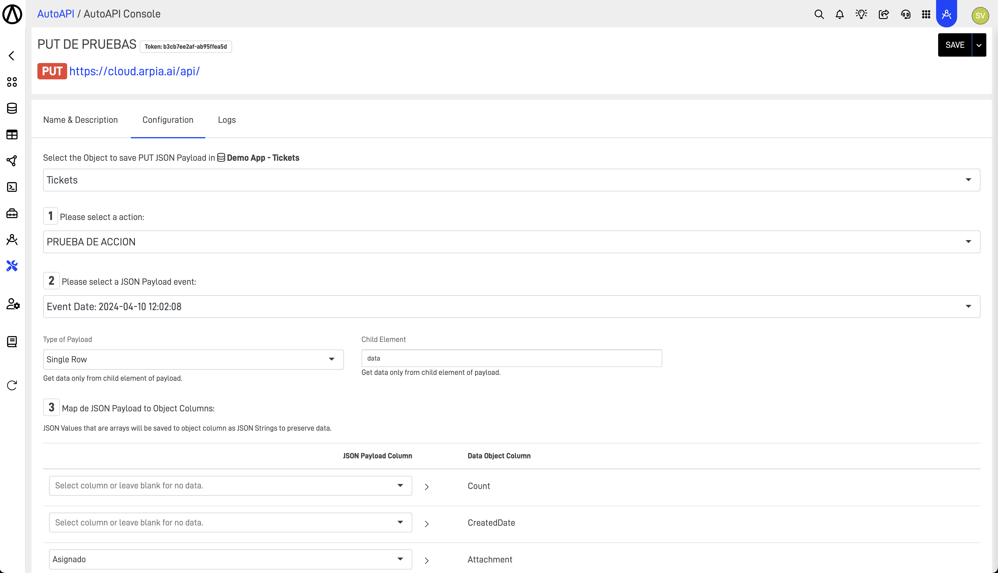 Actions in the Auto API Module