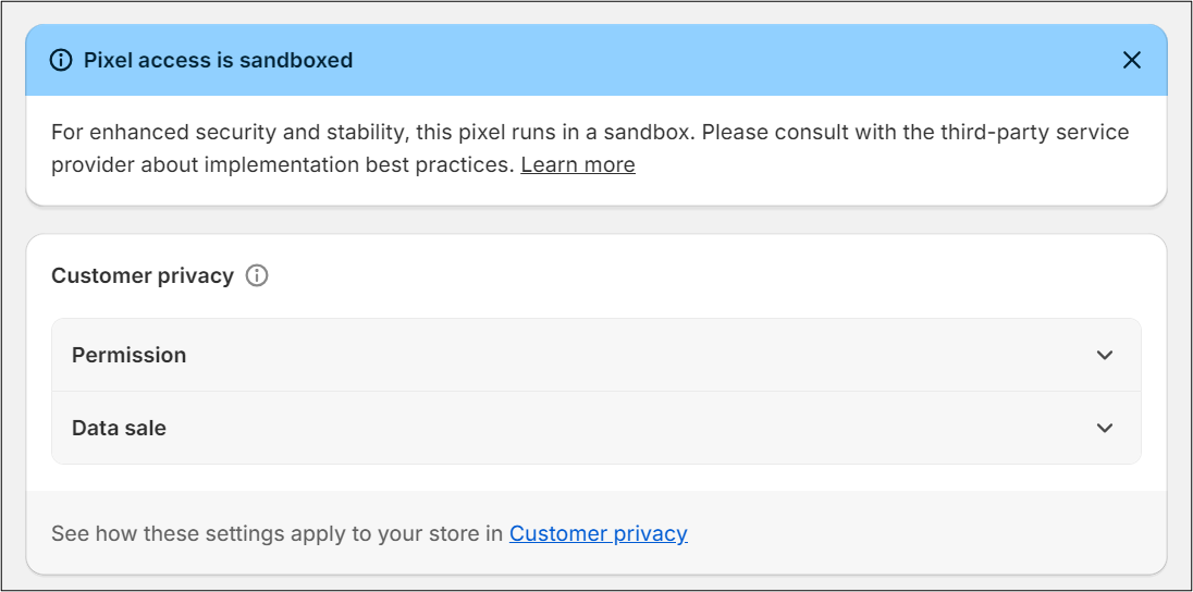 Customer privacy settings screen