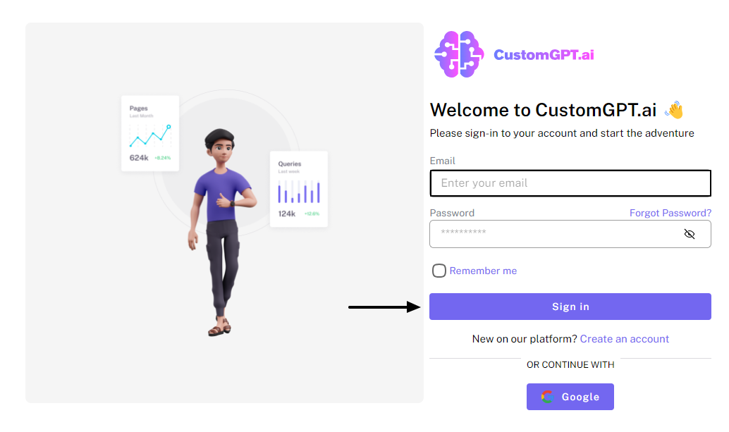 CustomGPT.ai Sign in panel
