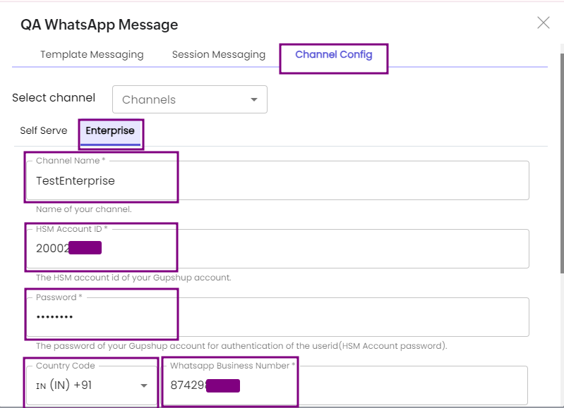 Enterprise Channel Configuration 