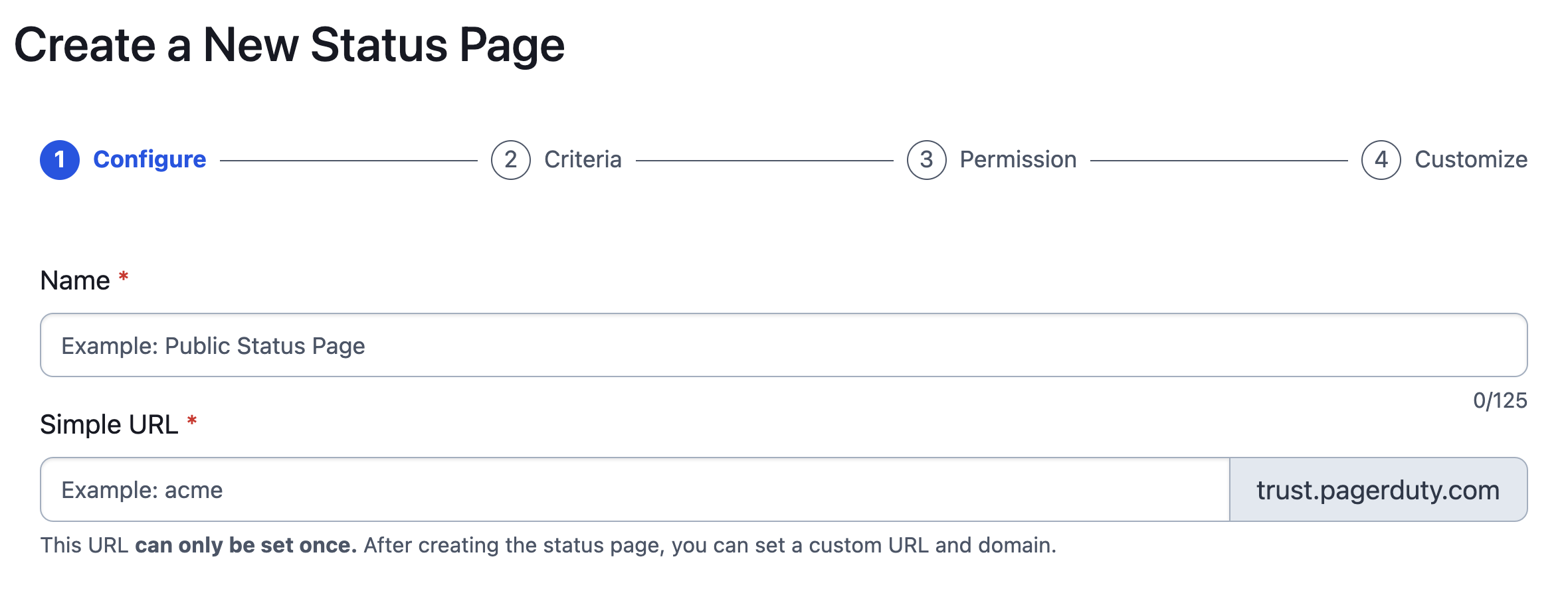 Create a new status page