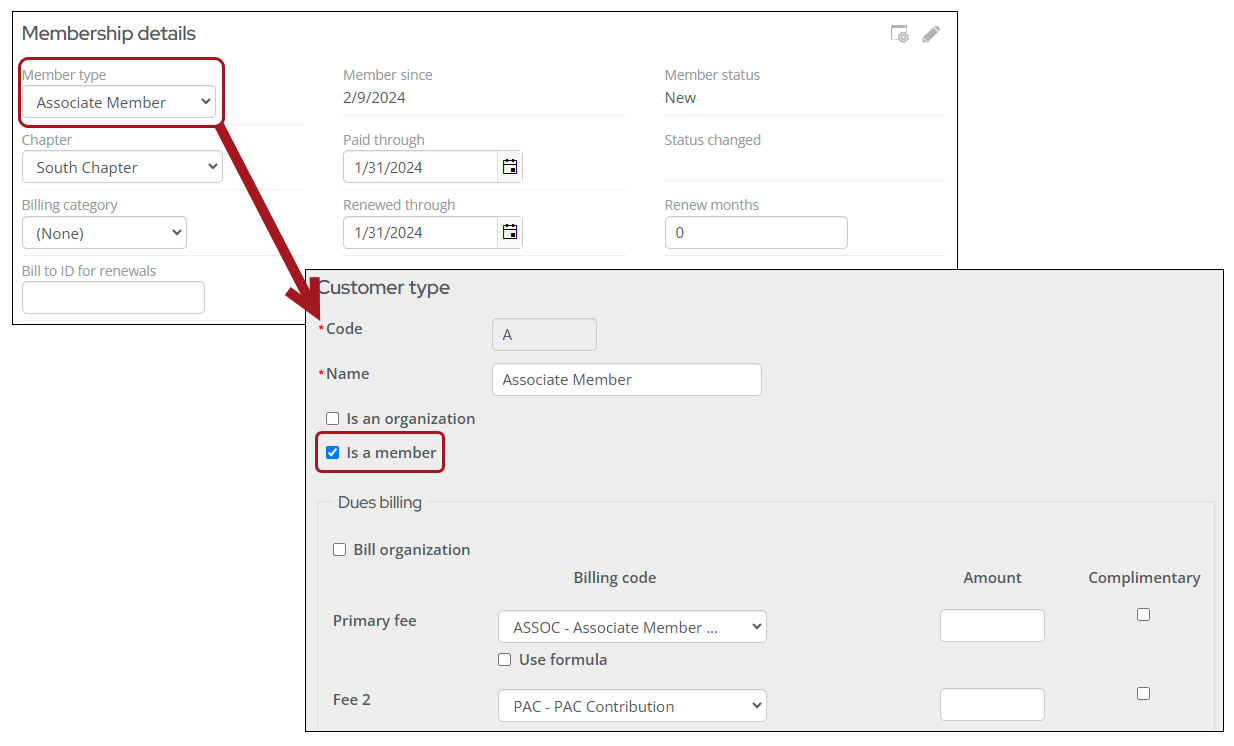Choosing a member type that does not have "is a member" enabled