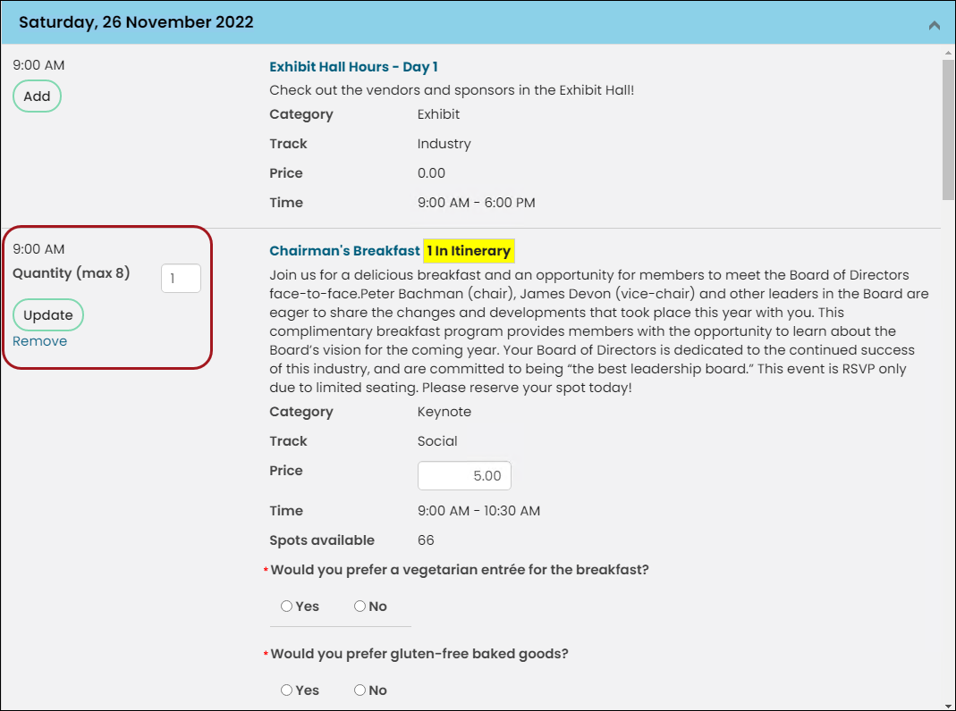Program item registration