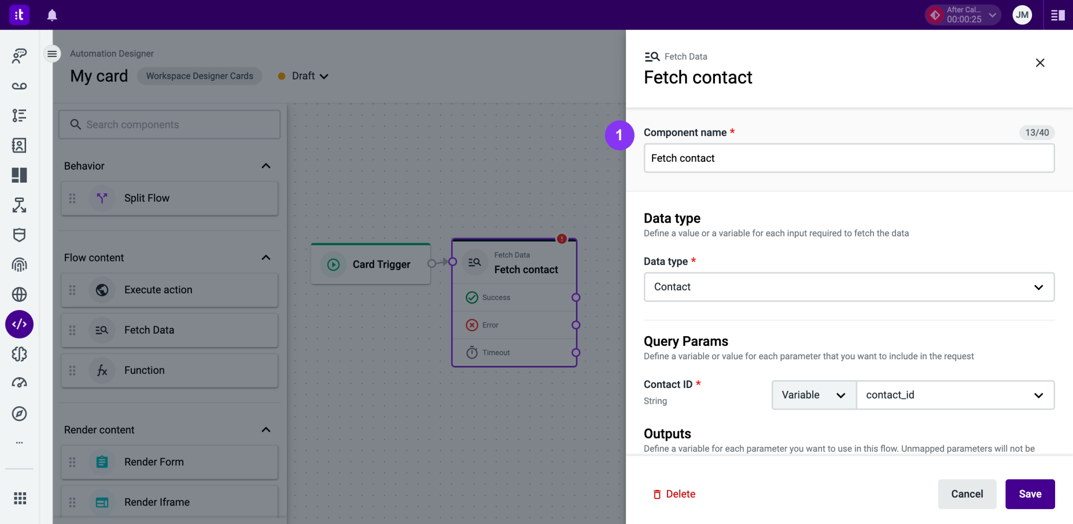 Figure 1 - Fetch data settings