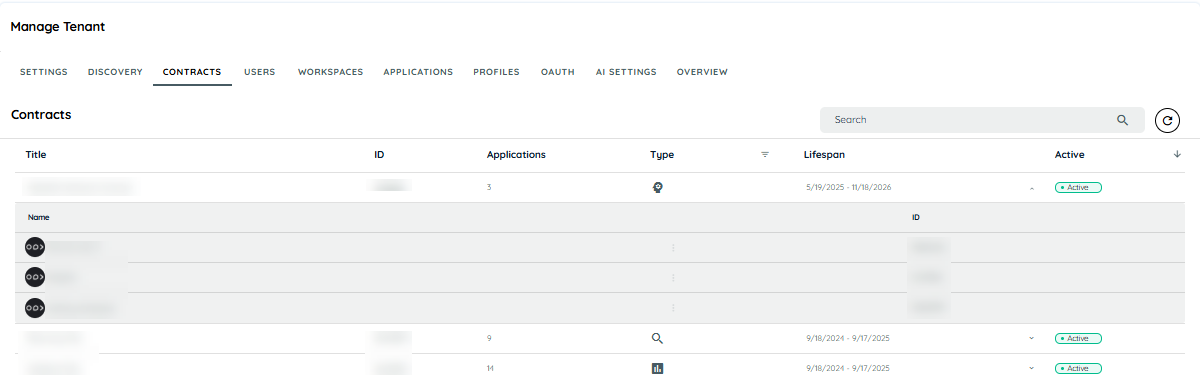 Expanded Contract Listing