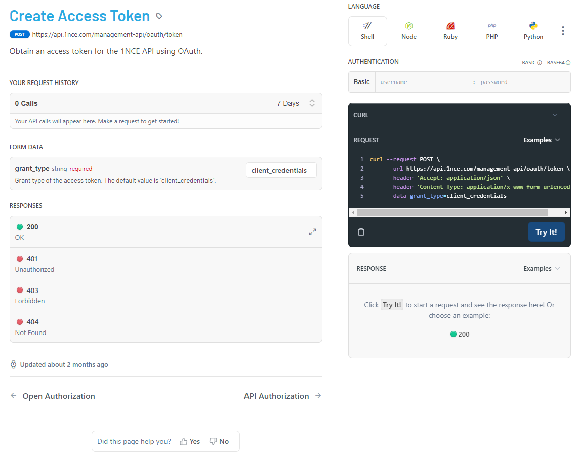 Preview of the OAuth API Explorer page with the updated design.