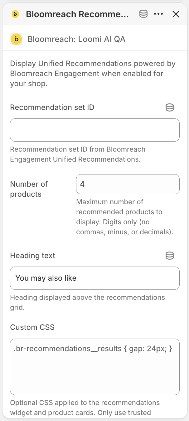 Configure recommendations.