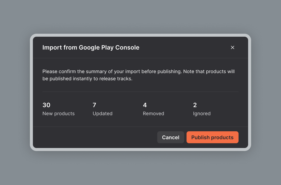 Easily update products by importing them from Google Play!