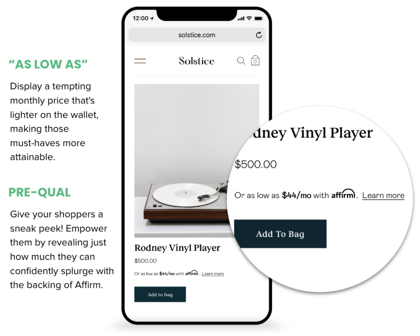 Screenshot of promotional messaging