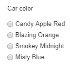 Screenshot of single-choice radio buttons rendered on a page where visitors select one option