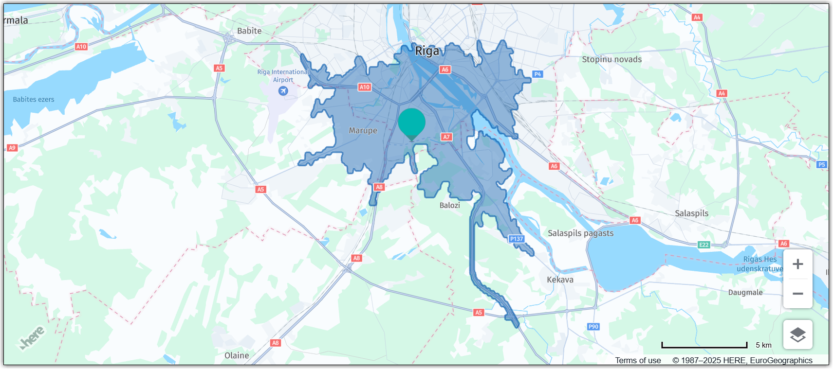 The map after adding the isoline polygon