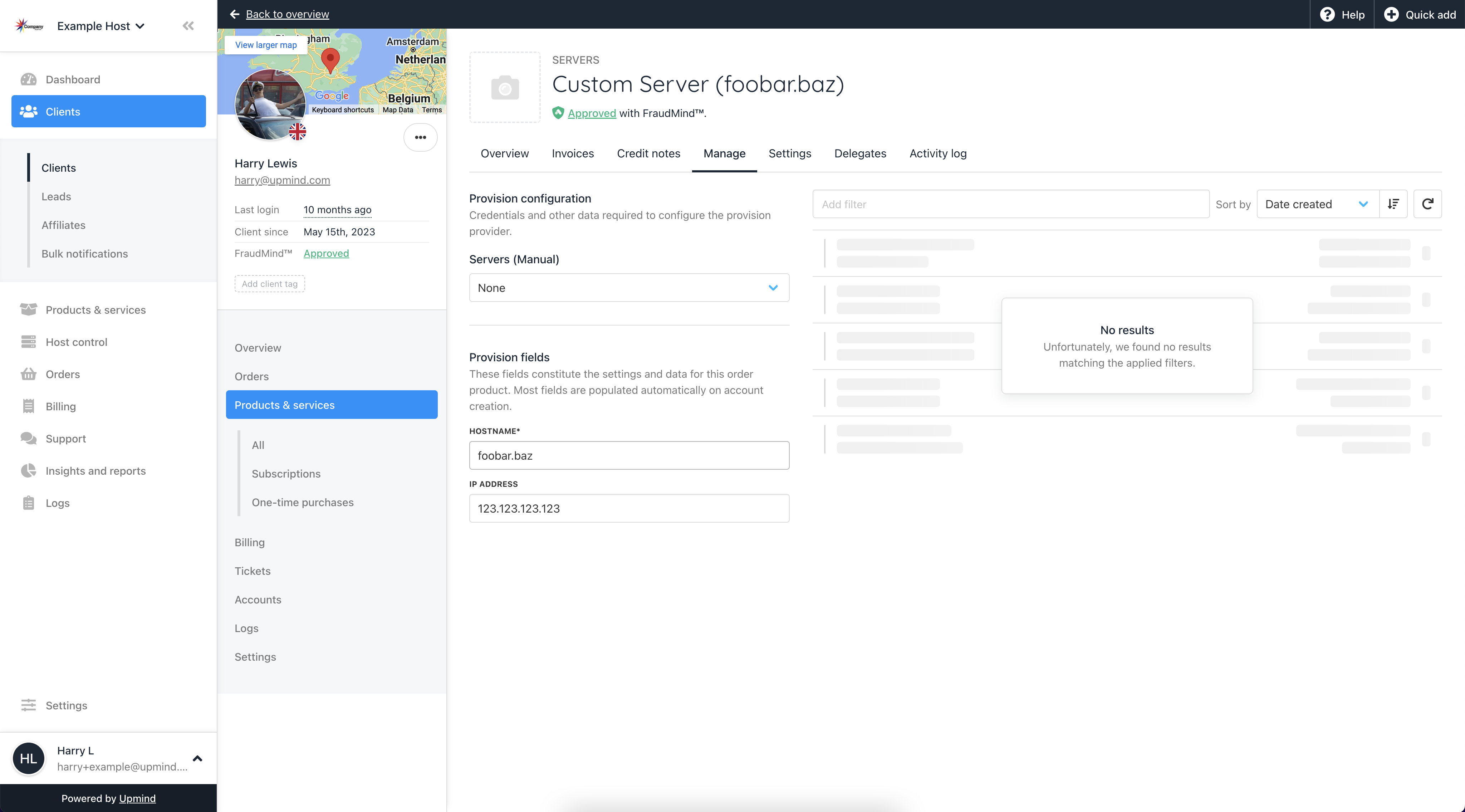 On the `Manage` tab, enter the Hostname or IP address then click Save