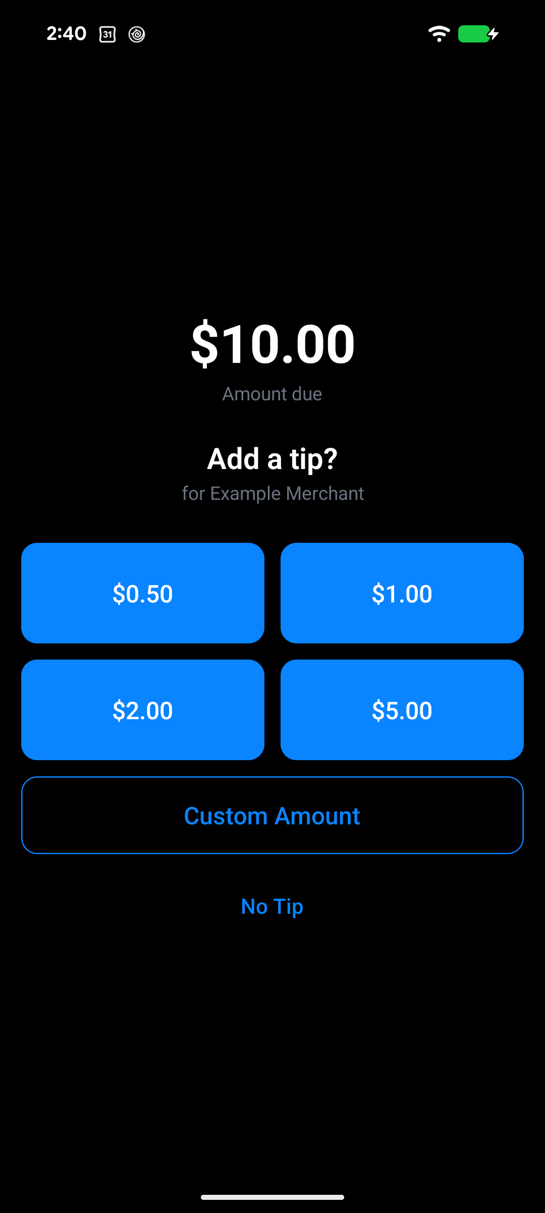 Add a tip screen on Android Mobile Pay