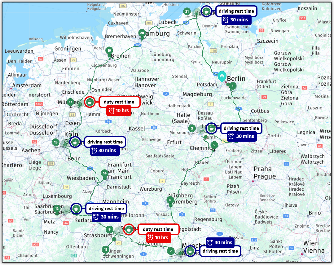 A sample optimization for a long-haul tour