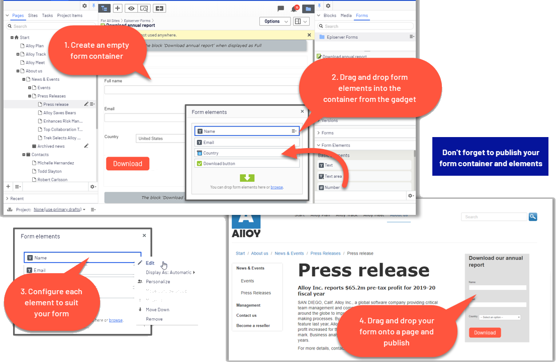 Screenshot of a multi-step form where steps change based on visitor input