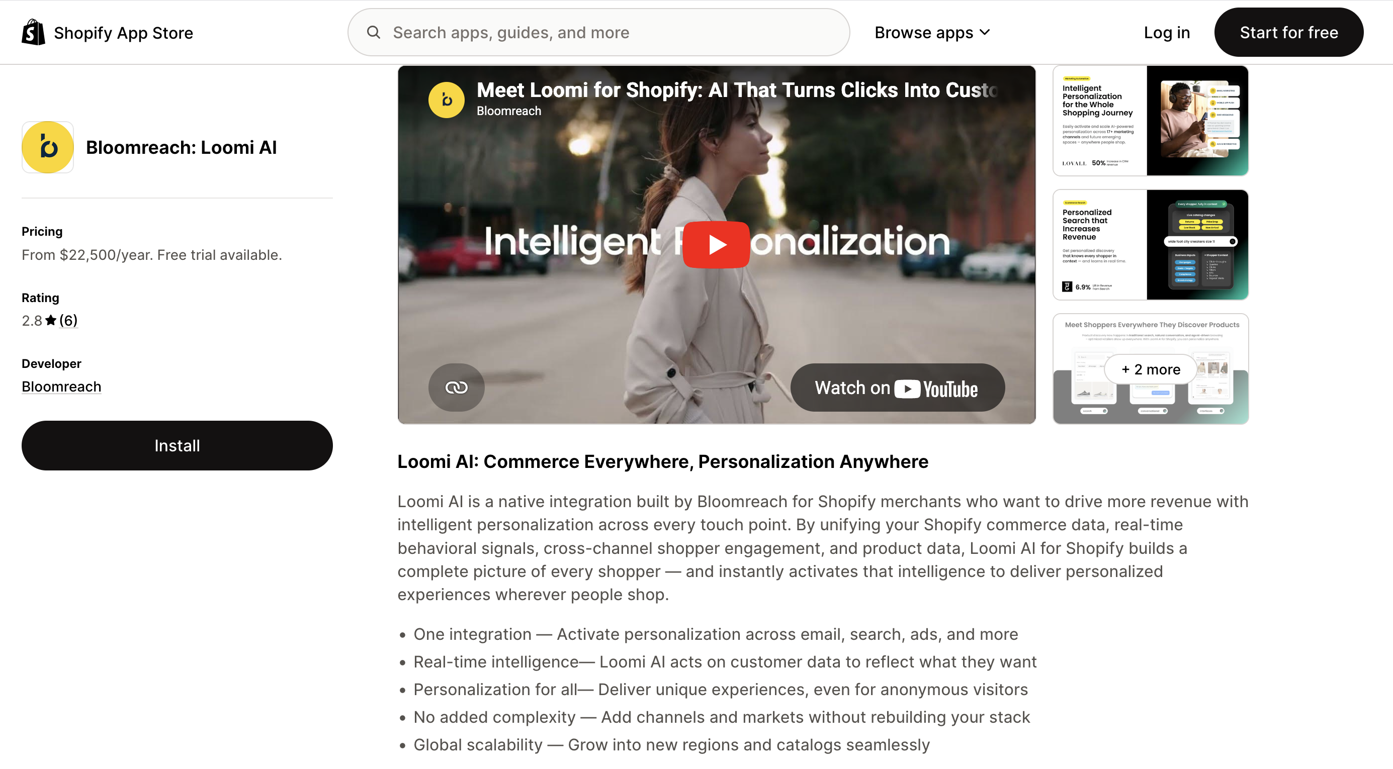 Shopify App Store with Bloomreach app