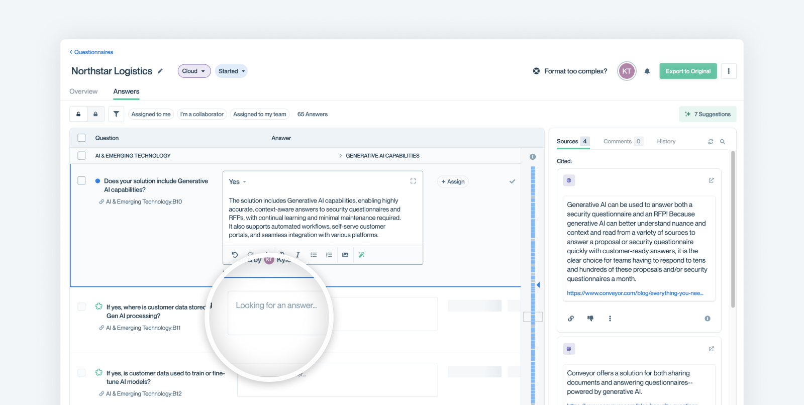 ConveyorAI Updating the answer to child conditional question