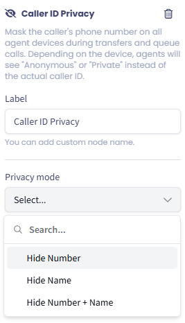 Screenshot of the element in the IVR canvas