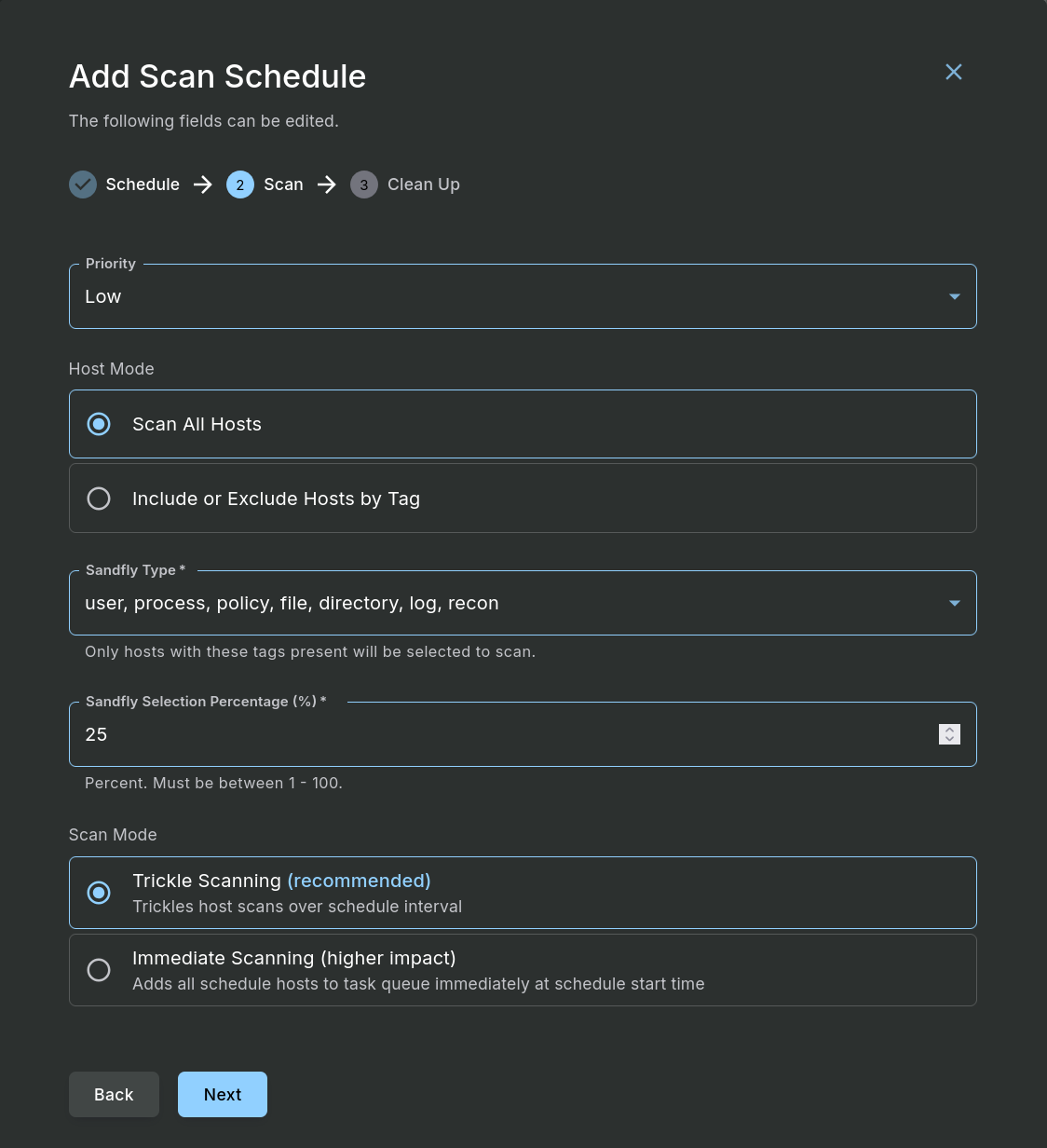 Adding a Scan Hosts Schedule - Step 2