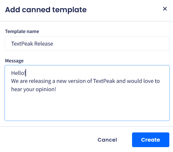 Screenshot of the Add canned template dialog box