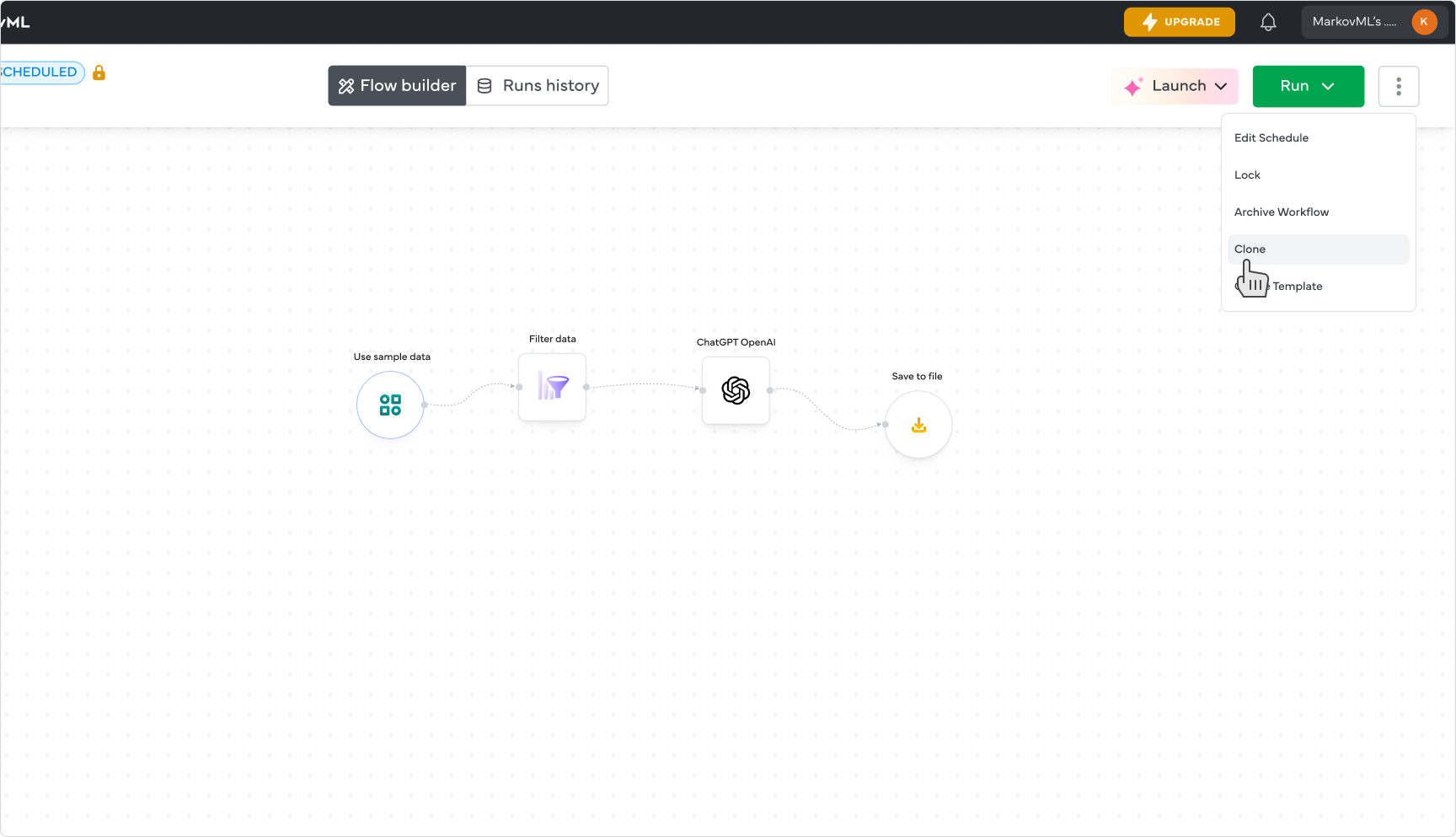 Clone workflow from the `Published`workflows page