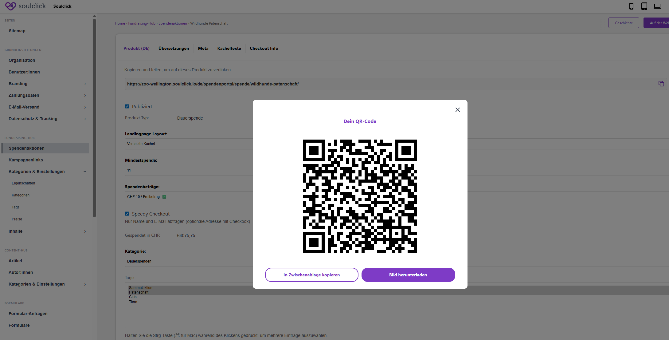 QR-Code-Funktion bei einer Spendenaktion