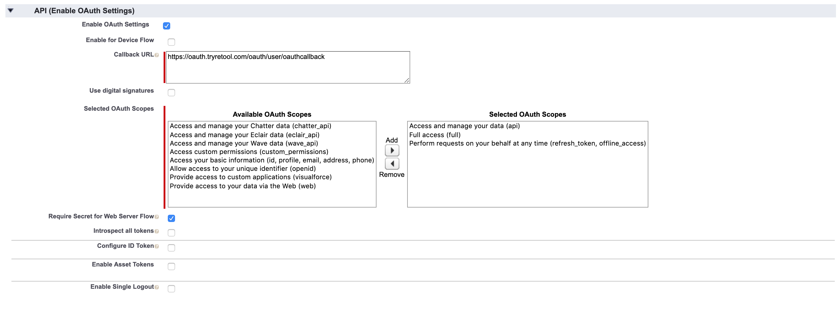 An example of how to configure Salesforce for use with cloud hosted Retool