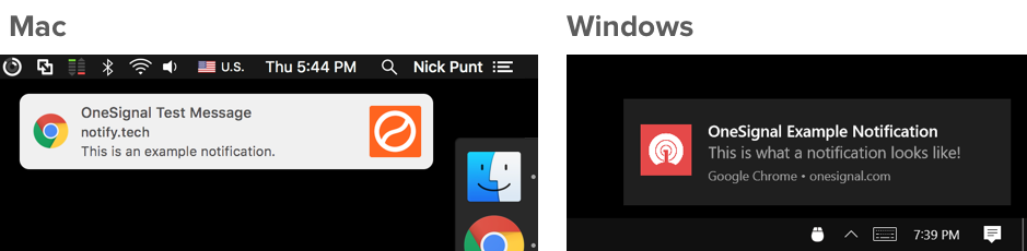 Ejemplo de notificaciones push en mac y windows