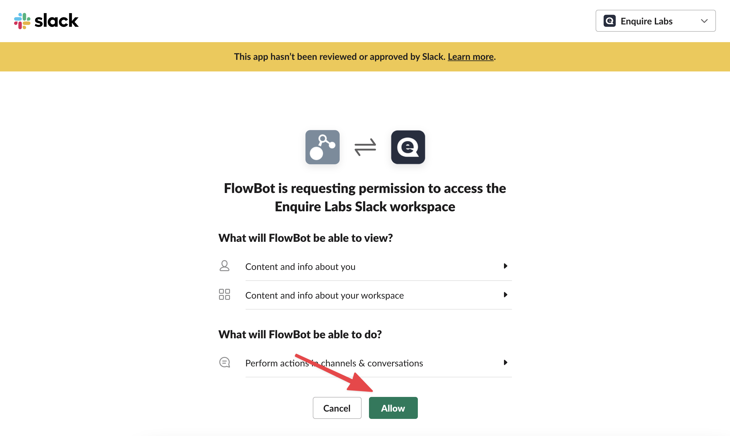 Select your Slack account